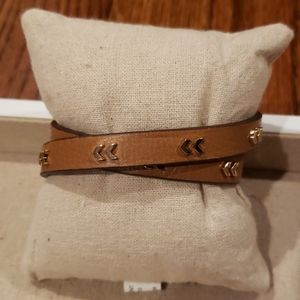 Stella & Dot Chevron Leather Wrap Bracelet